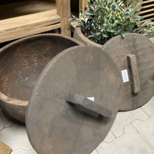 Houten ronde pot met deksel