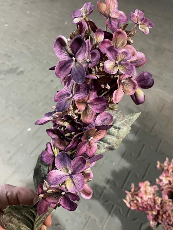 Kunst hortensia donker paars - Afbeelding 2