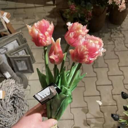 Bos kunst tulpen roze franje