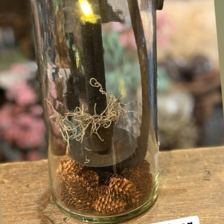 Glas incl kandelaar, kaars en vulling